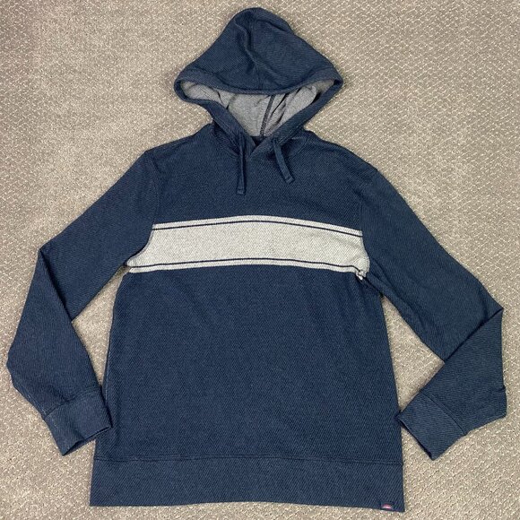 Faherty Legend Sweater Hoodie Men's Medium Blue Surf Stripe Hooded Sweatshirt - Picture 1 of 10